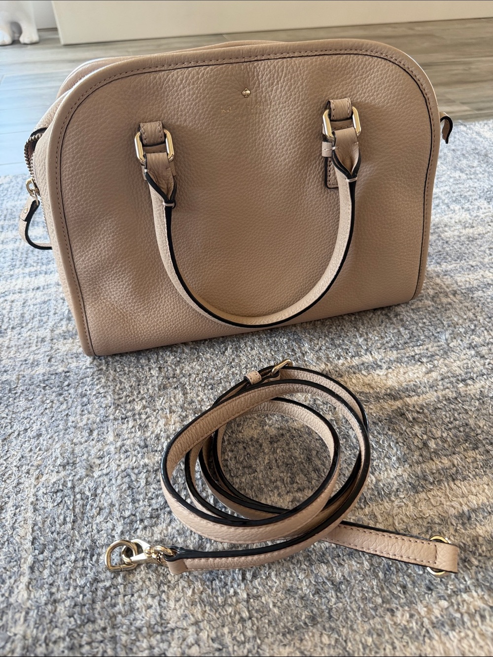Kate Spade Taupe Dome Satchel Handbag with Removable Strap